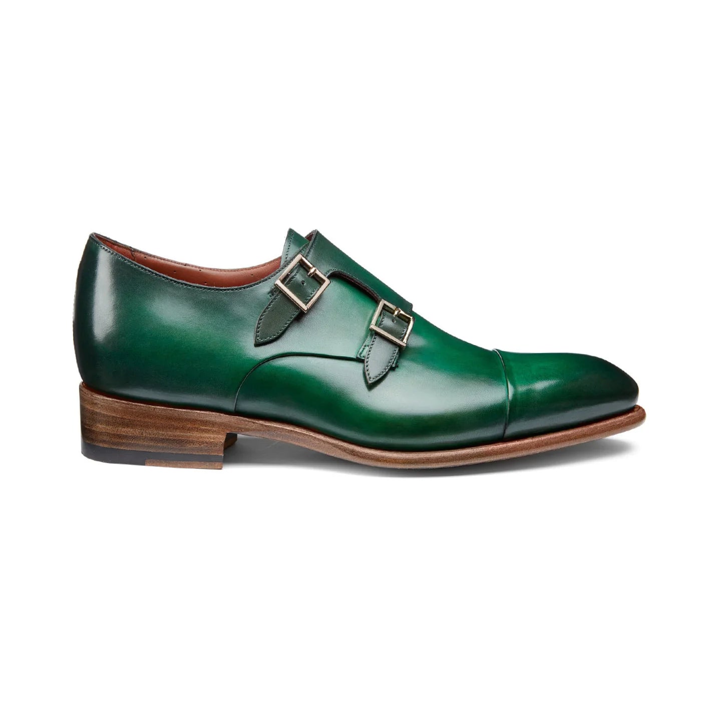 Height Increasing Green Leather Castle Monk Straps