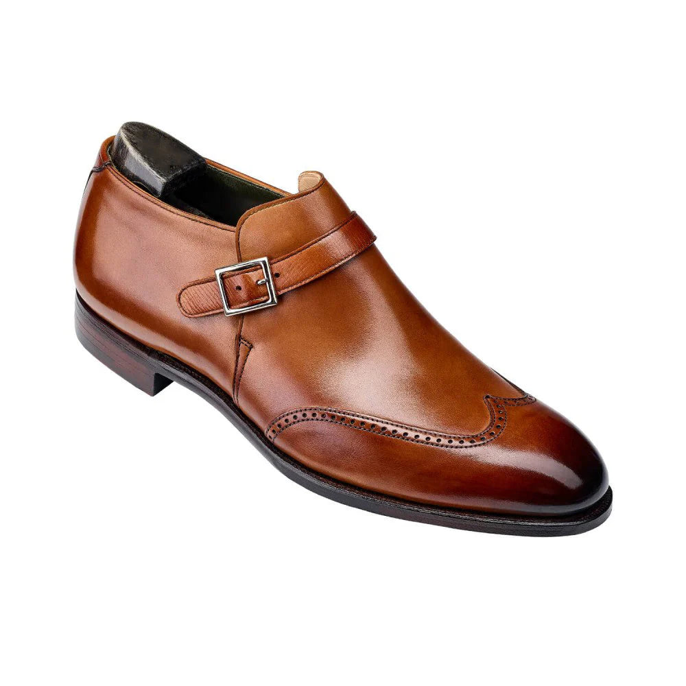 Height Increasing Tan Leather Alnwick Monk Strap Shoes