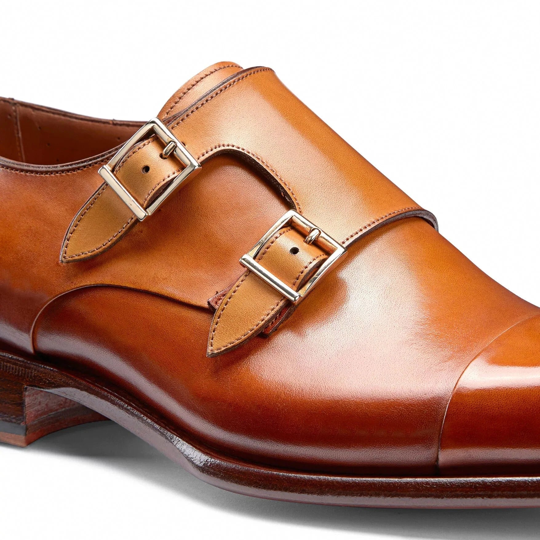 Height Increasing Tan Leather Castle Monk Straps Sheos