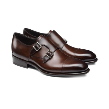Height increasing monk strap leather shoes for men