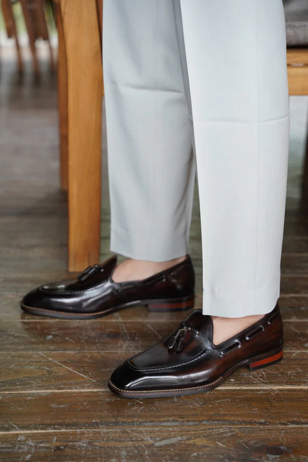 Dark Brown Leather Tassel Loafers