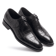 LexaItaliano Croc-Textured Leather Derby Shoes