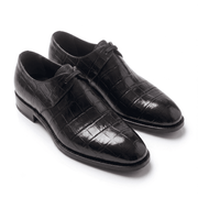 LexaItaliano Croc-Textured Leather Derby Shoes