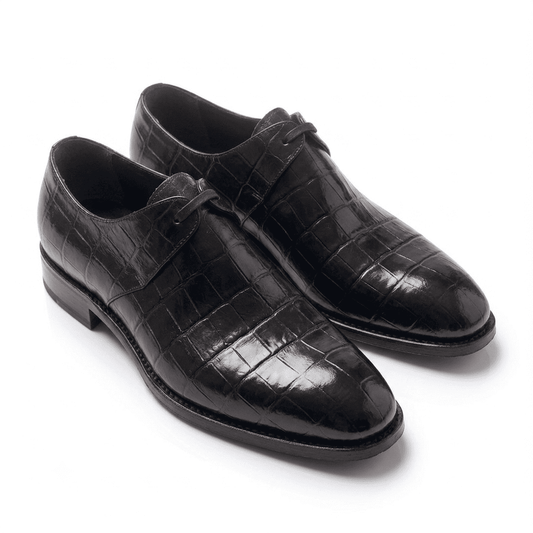 LexaItaliano Croc-Textured Leather Derby Shoes