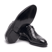 LexaItaliano Croc-Textured Leather Derby Shoes