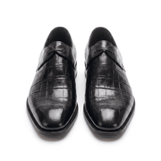LexaItaliano Croc-Textured Leather Derby Shoes