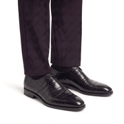 LexaItaliano Croc-Textured Leather Derby Shoes