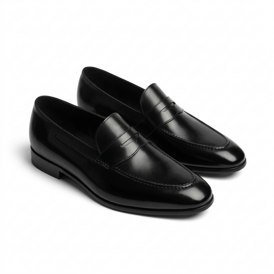Lorenzo Men's Black Leather Shoes