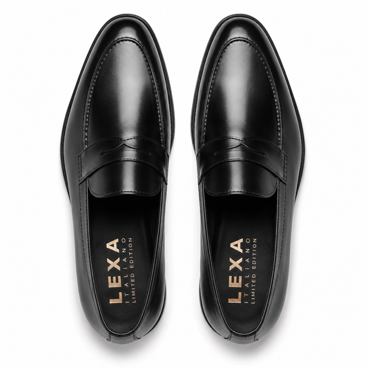Lorenzo Men's Black Leather Shoes