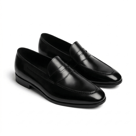 Lorenzo Men's Black Leather Shoes