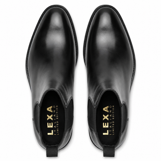 Manhattan Black Leather Chelsea Boots for Men
