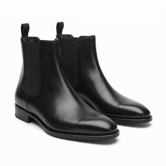 Manhattan Black Leather Chelsea Boots for Men