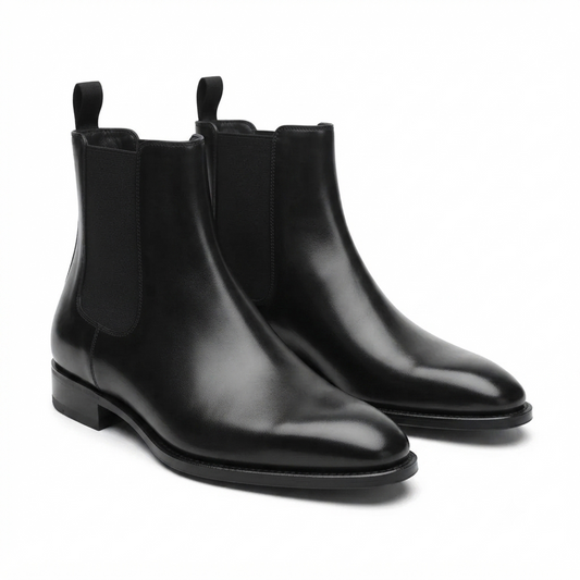 Manhattan Black Leather Chelsea Boots for Men