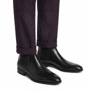 Manhattan Black Leather Chelsea Boots for Men