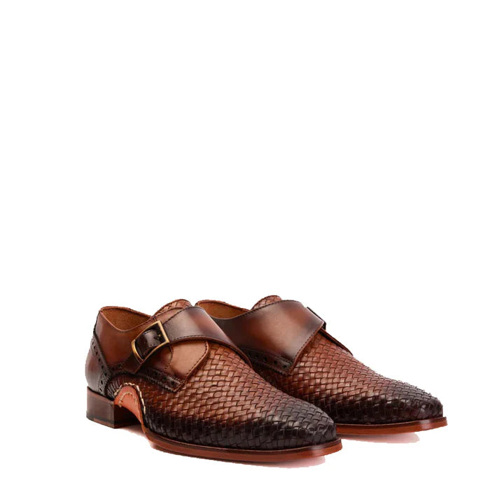 Men's Brown Leather Single Strap Monk Shoe