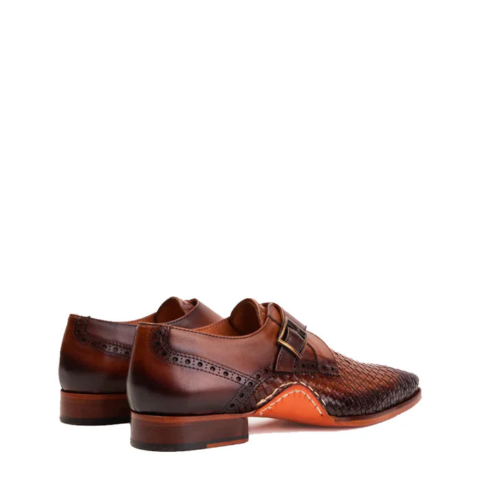 Men's Brown Leather Single Strap Monk Shoe