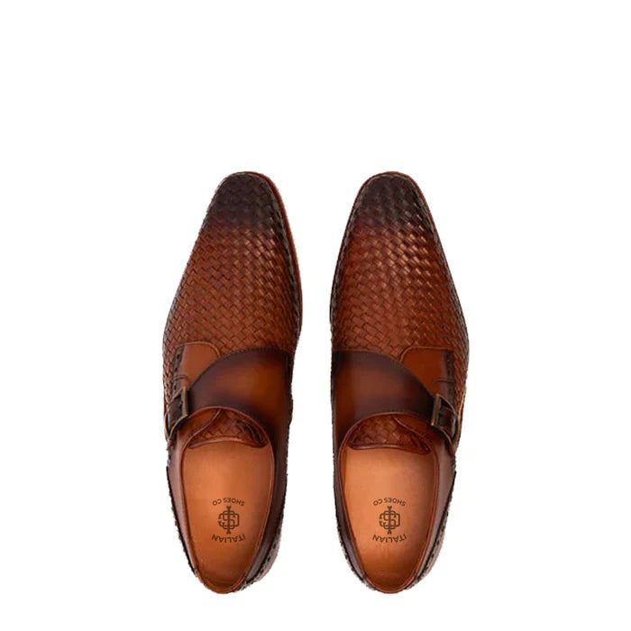 Men's Brown Leather Single Strap Monk Shoe