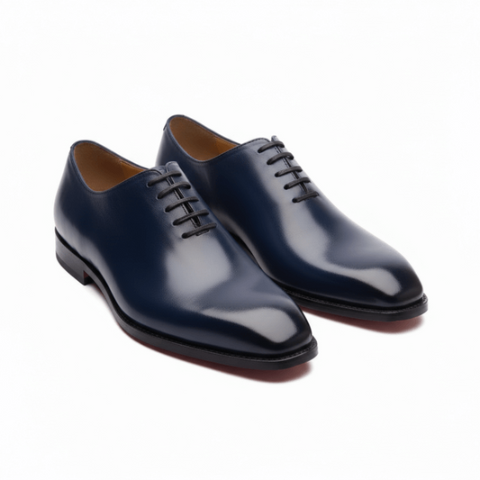 Navy Blue Leather Oxford Shoes for Men