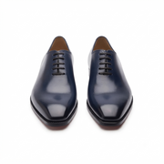 Navy Blue Leather Oxford Shoes for Men