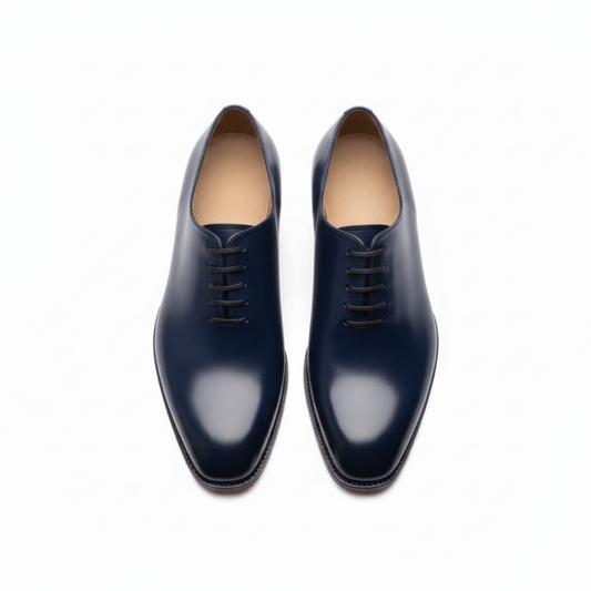 Navy Blue Leather Oxford Shoes for Men