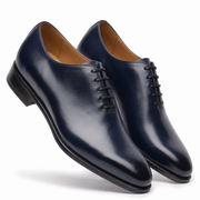 Navy Blue Leather Oxford Shoes for Men