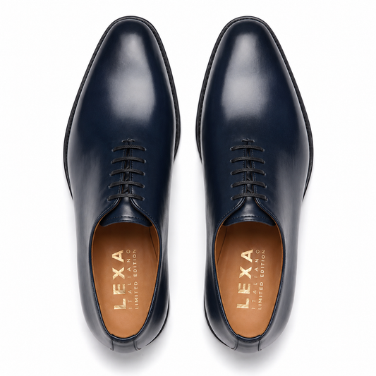 Navy Blue Leather Oxford Shoes for Men