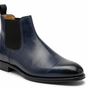 Navy Leather Chelsea Boots for Men