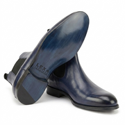 Navy Leather Chelsea Boots for Men