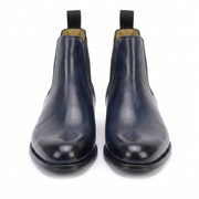Navy Leather Chelsea Boots for Men