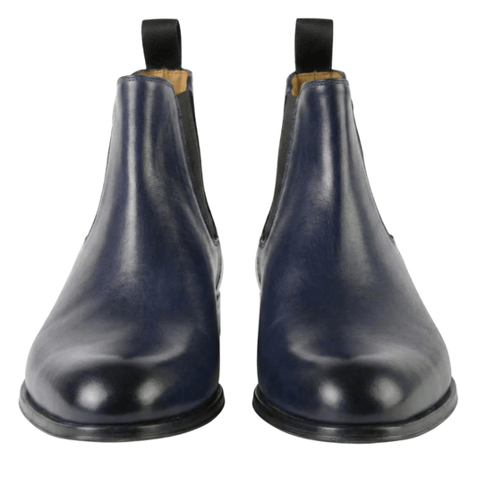 Navy Leather Chelsea Boots for Men