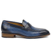 Navy Leather Penny Loafers for Men