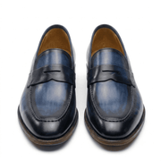 Navy Leather Penny Loafers for Men