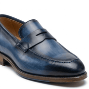 Navy Leather Penny Loafers for Men