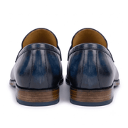 Navy Leather Penny Loafers for Men