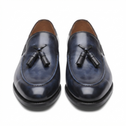 Navy Leather Tassel Loafers for Men