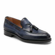Navy Leather Tassel Loafers for Men