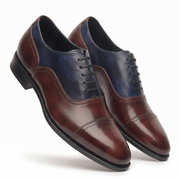 Navy & Maroon Museum Calf Balmoral Shoes for Men