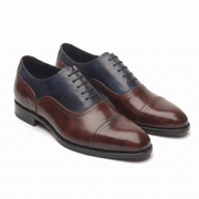 Navy & Maroon Museum Calf Balmoral Shoes for Men