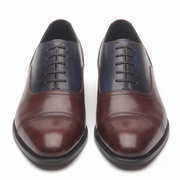 Navy & Maroon Museum Calf Balmoral Shoes for Men
