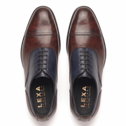 Navy & Maroon Museum Calf Balmoral Shoes for Men