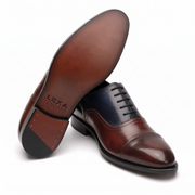 Navy & Maroon Museum Calf Balmoral Shoes for Men