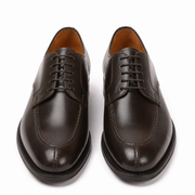 Front view of dark brown leather Derby shoes for men