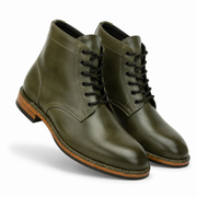 Olive Leather Ankle Boots for Men