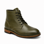 Olive Leather Ankle Boots for Men