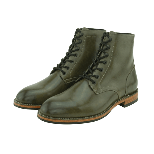 Olive Leather Ankle Boots for Men