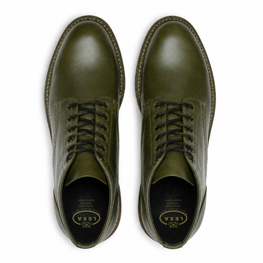 Olive Leather Ankle Boots for Men