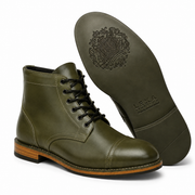 Olive Leather Ankle Boots for Men