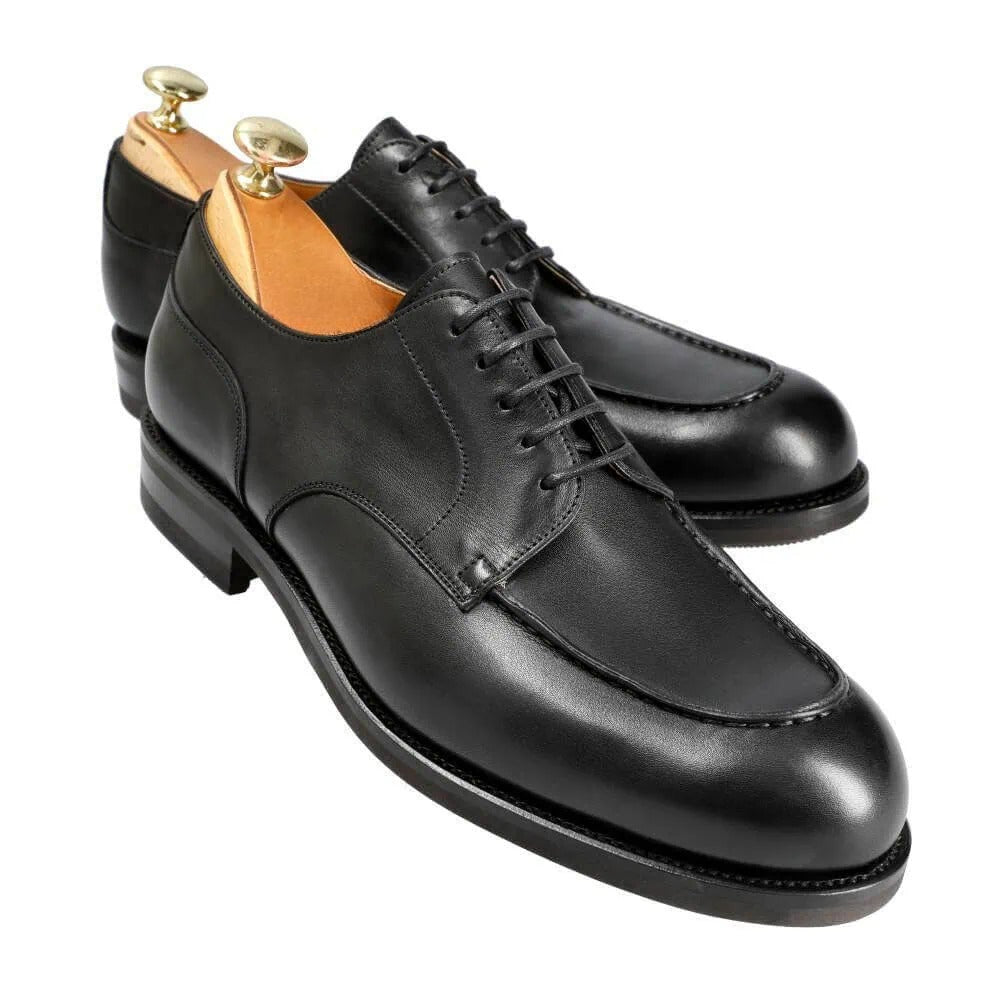Elegant black plain toe Derby shoes designed for all-day comfort