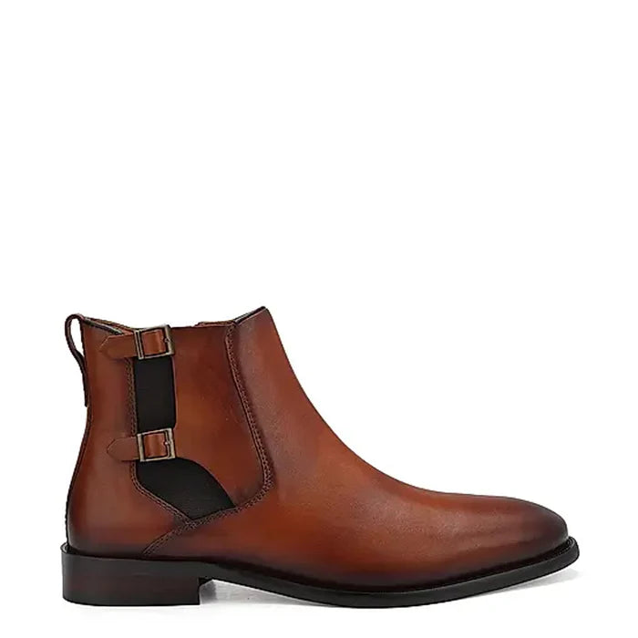 Plain Leather Chelsea Boots With Side Buckle