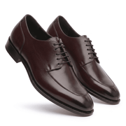 Angled pair of dark brown leather Oxford shoes for men